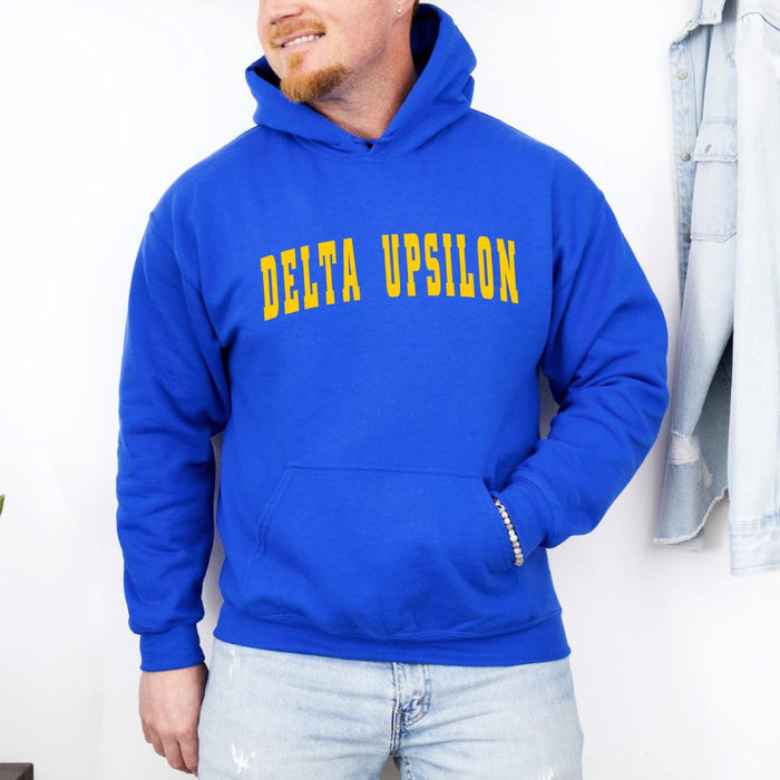 Delta Upsilon Letterman Hooded Sweatshirts Delta Upsilon Letterman Hooded Sweatshirts