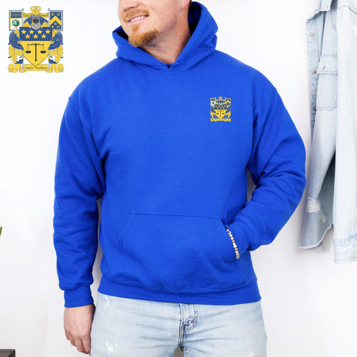 Discount Delta Upsilon Crest Shield Emblem Hooded Sweatshirt DISCOUNT-Delta Upsilon Crest - Shield Emblem Hooded Sweatshirt