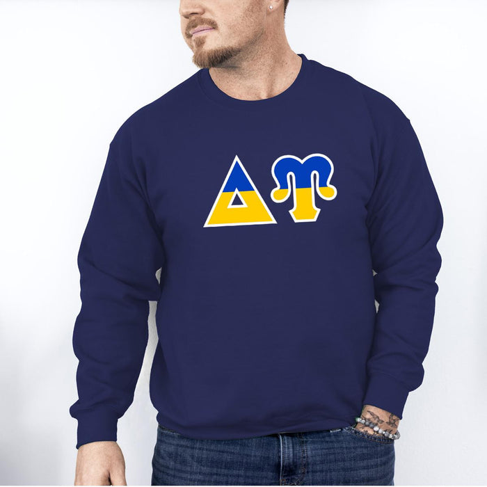 Printify Delta Upsilon Two Toned Greek Lettered Crewneck Sweatshirts Delta Upsilon Two Toned Greek Lettered Crewneck Sweatshirts