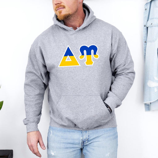 Delta Upsilon Delta Upsilon Two Toned Greek Lettered Hooded Sweatshirts
