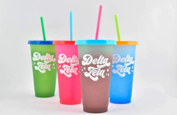 Delta Zeta Color Changing Cups (set Of 4) Delta Zeta Color Changing Cups (Set of 4)