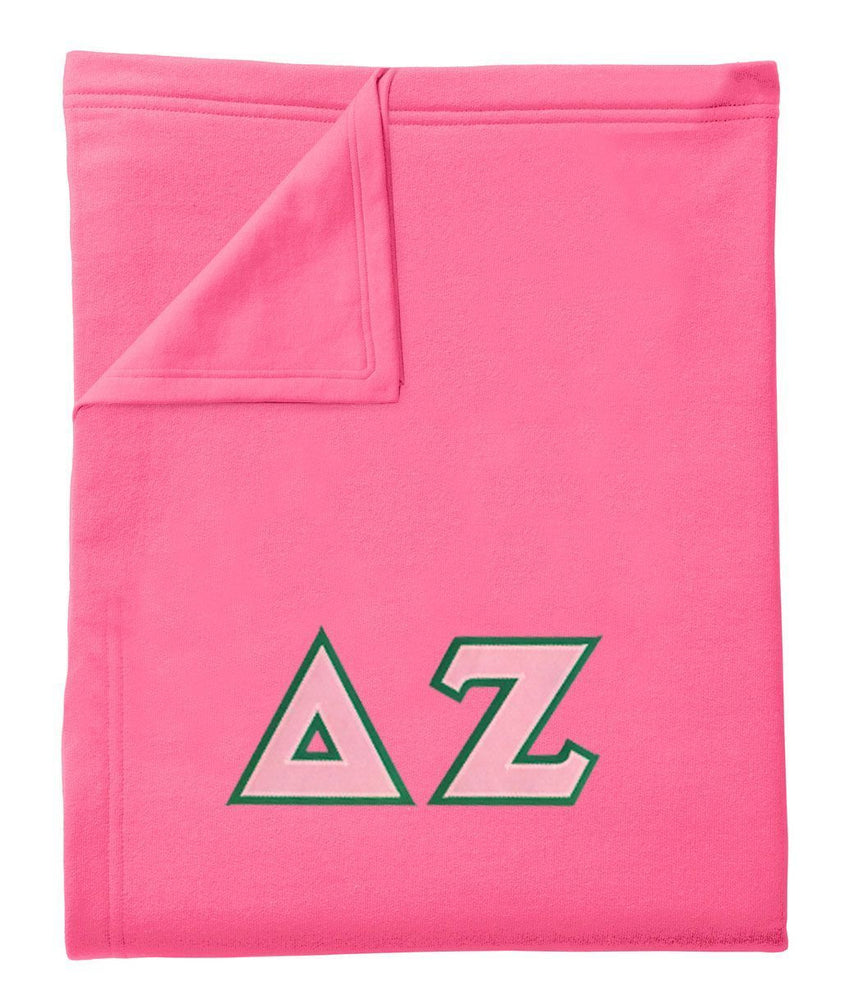 Discount Delta Zeta Lettered Twill Sweatshirt Blanket DISCOUNT-Delta Zeta Lettered Twill Sweatshirt Blanket