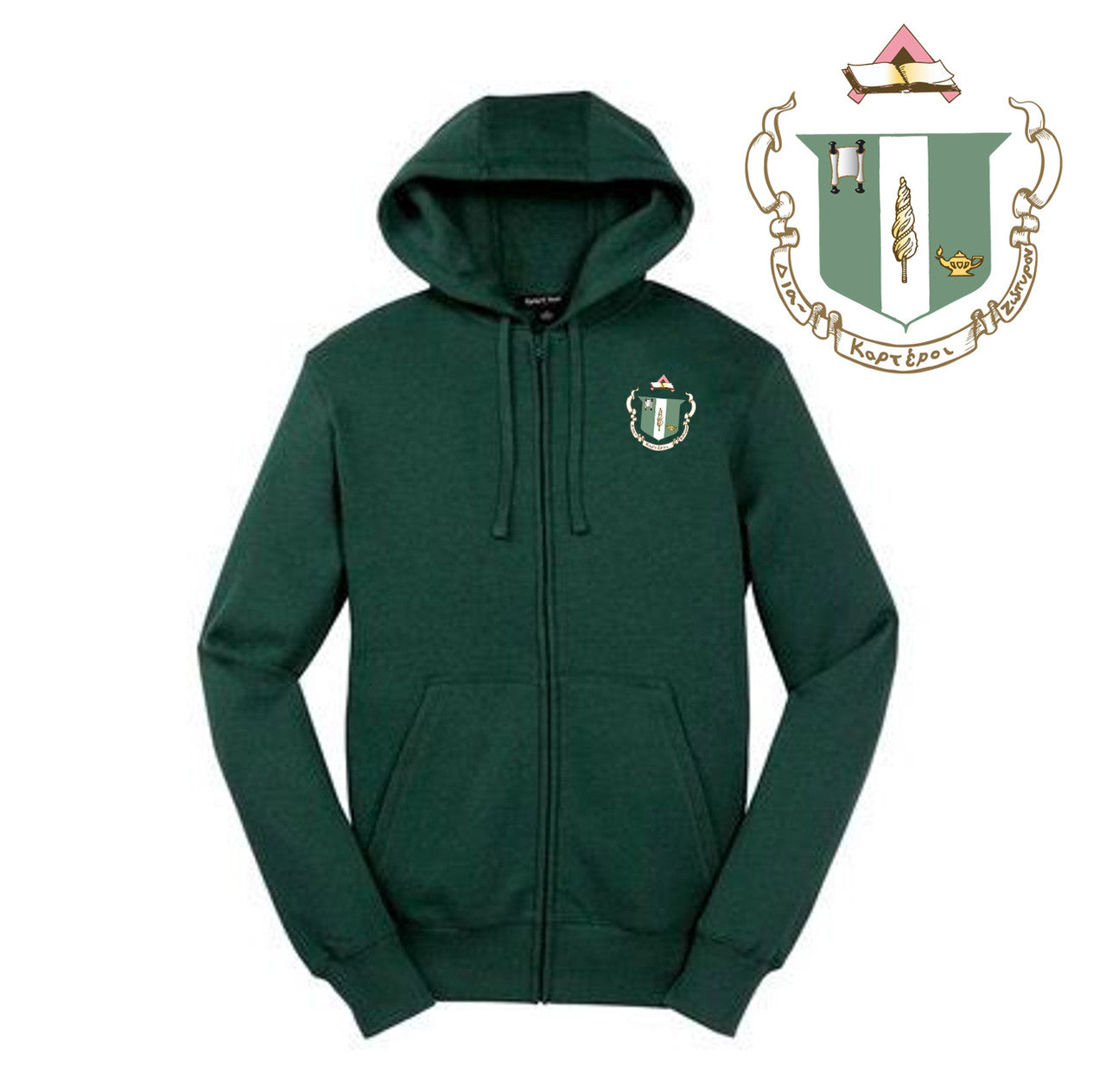 Discount Delta Zeta Emblem Full Zippered Hoodie DISCOUNT-Delta Zeta Emblem Full Zippered Hoodie