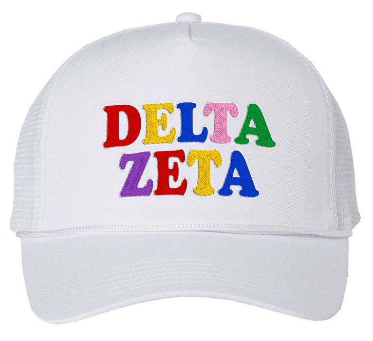 Delta Zeta Rainbow Trucker Hat Delta Zeta Rainbow Trucker Hat