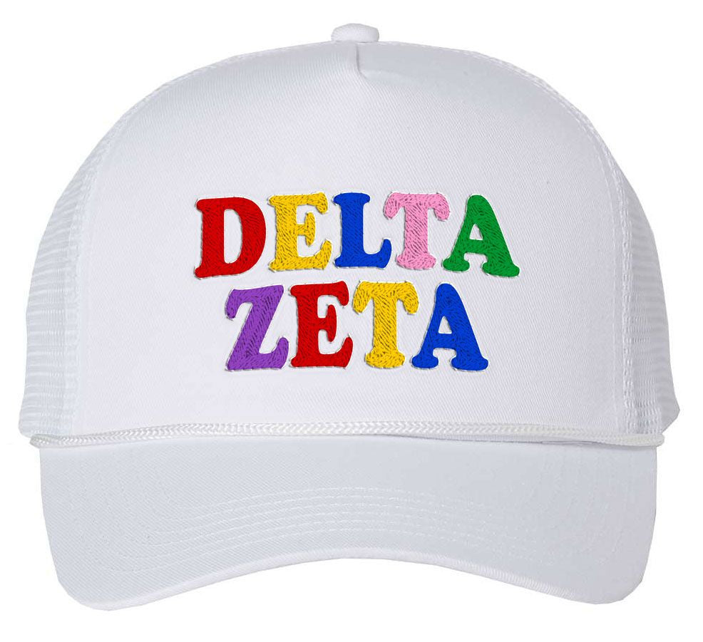 Delta Zeta Rainbow Trucker Hat Delta Zeta Rainbow Trucker Hat