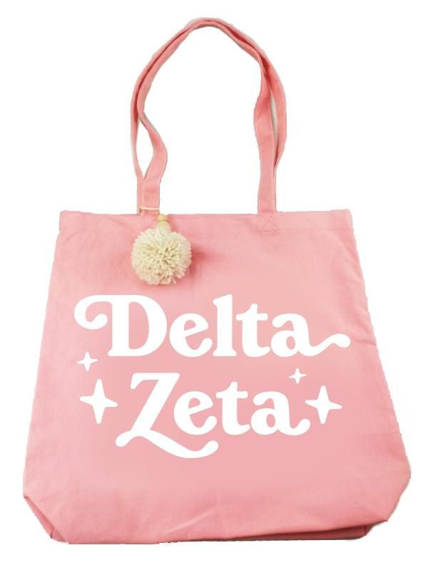 Delta Zeta Retro Pom Pom Tote Bag Delta Zeta Retro Pom Pom Tote Bag