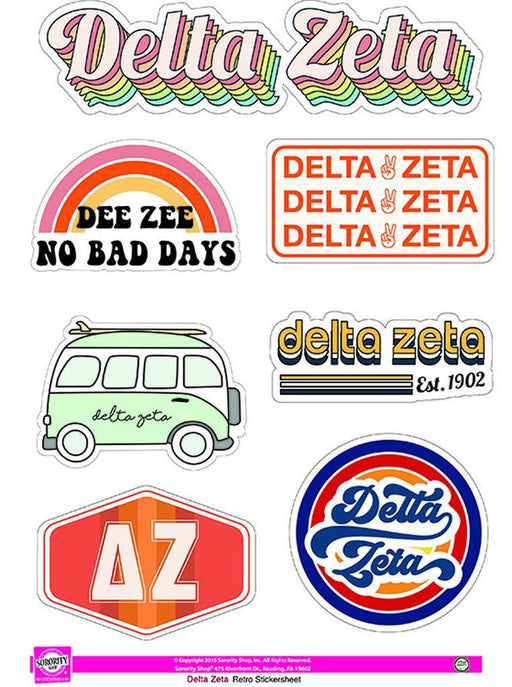 Delta Zeta Delta Zeta Retro Sticker Sheet