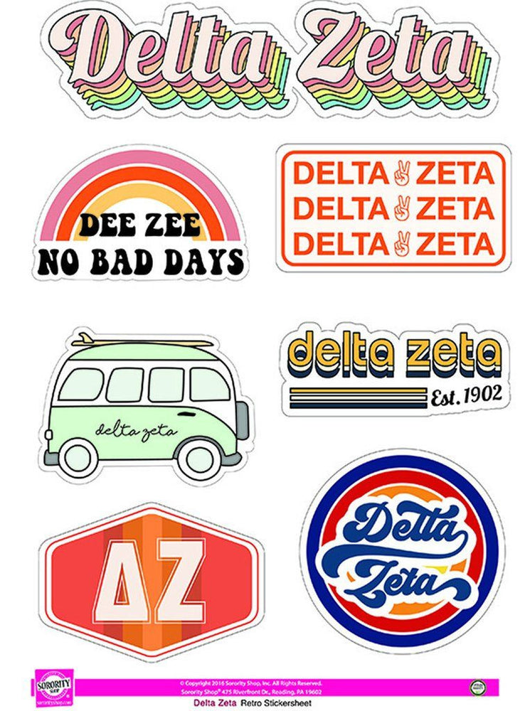 Delta Zeta Retro Sticker Sheet Delta Zeta Retro Sticker Sheet