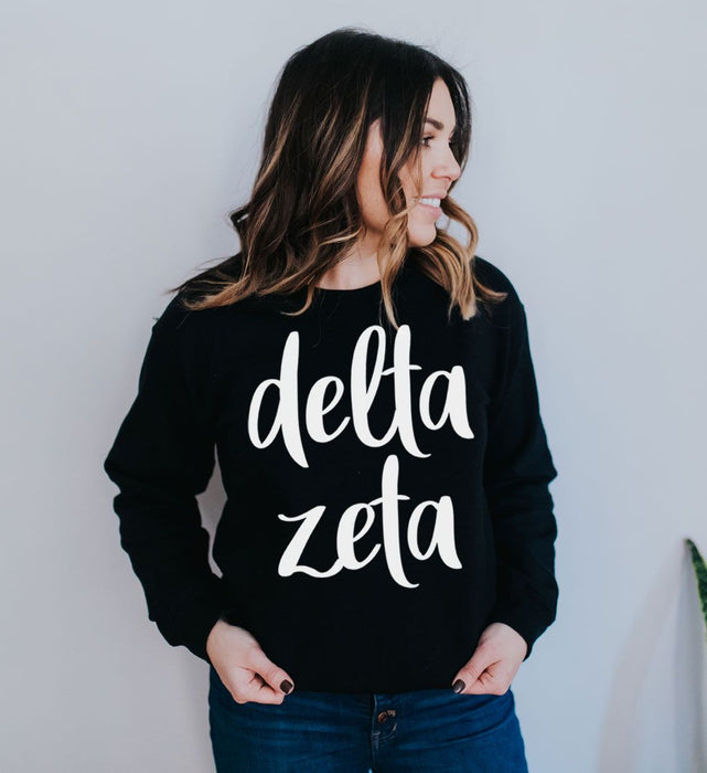 Delta Zeta Script Crew Sweatshirt Delta Zeta Script Crew Sweatshirt