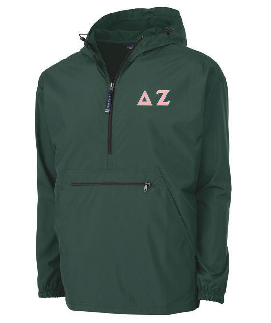 Delta Zeta Tackle Twill Lettered Pack N Go Pullover Delta Zeta Tackle Twill Lettered Pack N Go Pullover