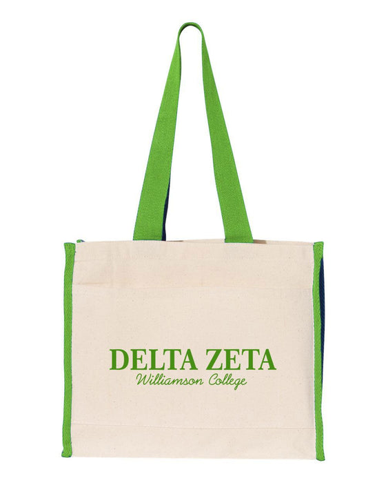 Delta Zeta Tote With Contrast Color Handles Delta Zeta Tote with Contrast-Color Handles