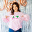Printify Delta Zeta Two Tone Lettered Crew Sweatshirts Delta Zeta Two Tone Lettered Crew Sweatshirts