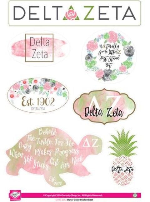 Delta Zeta Delta Zeta Water Color Stickers