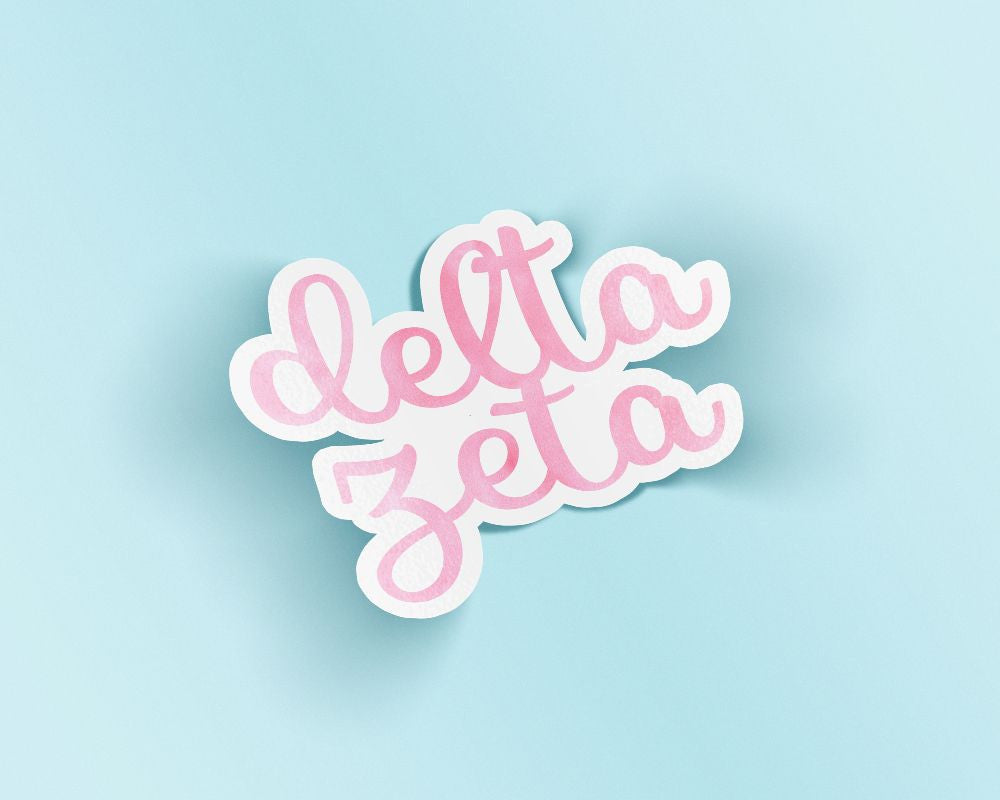 Delta Zeta Watercolor Script Sticker Sticker Delta Zeta Watercolor Script Sticker