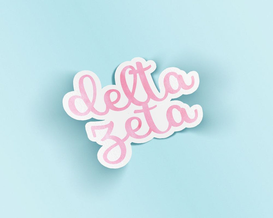 Delta Zeta Watercolor Script Sticker Sticker Delta Zeta Watercolor Script Sticker