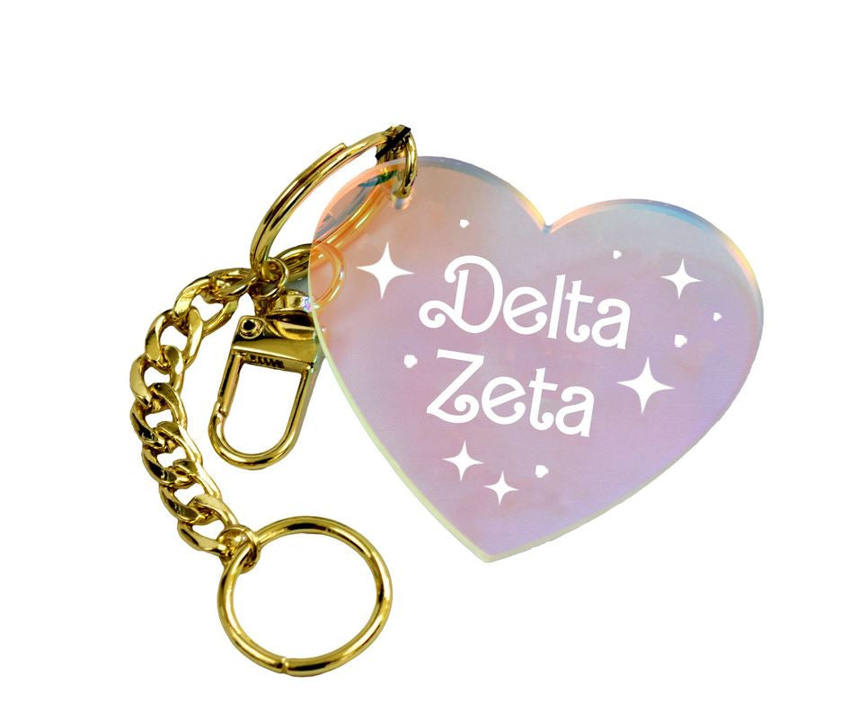 Delta Zeta Iridescent Heart Keychain Delta Zeta Iridescent Heart Keychain