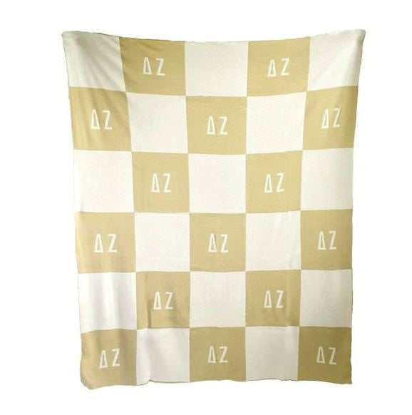 Delta Zeta Acrylic Checkerboard Beige Throw Blankets Delta Zeta Acrylic Checkerboard Beige Throw Blankets