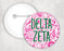 Delta Zeta Floral Text Pin Buttons Delta Zeta floral-text Pin Buttons