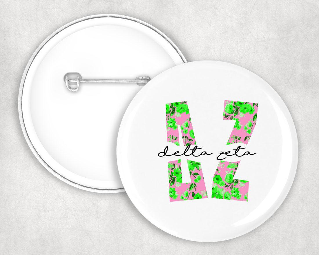 Delta Zeta Big Floral Pin Buttons Delta Zeta Big Floral Pin Buttons