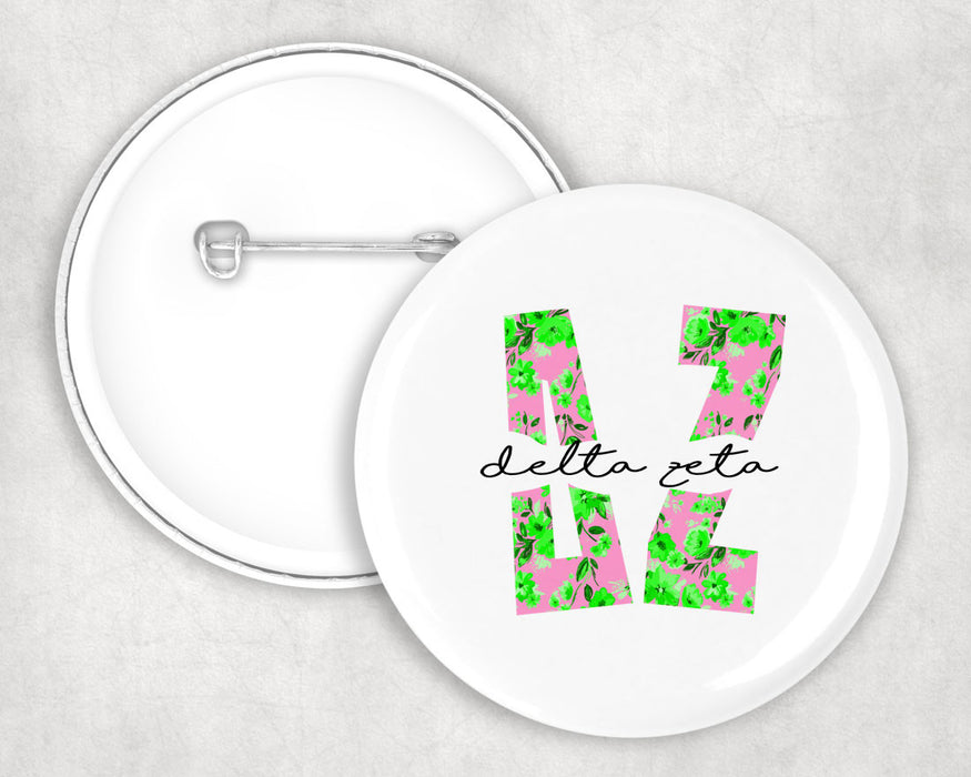 Delta Zeta Big Floral Pin Buttons Delta Zeta Big Floral Pin Buttons