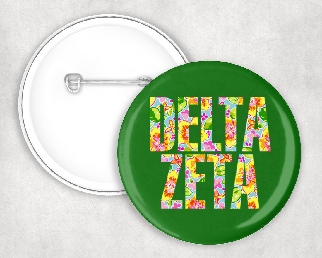 Delta Zeta Floral Pin Buttons Delta Zeta Floral Pin Buttons