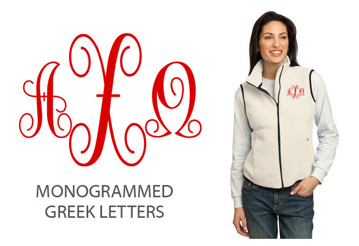 Discount Alpha Chi Omega Crest Shield Patch Ladies Fleece Vest DISCOUNT-Alpha Chi Omega Crest - Shield Patch Ladies Fleece Vest