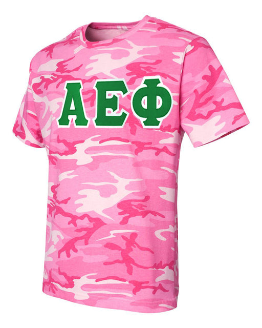 Alpha Epsilon Phi DISCOUNT-Alpha Epsilon Phi Lettered Camouflage T-Shirt