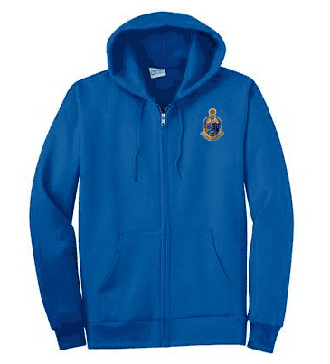 Discount Alpha Kappa Psi Crest Shield Patch Full Zippered Hoody DISCOUNT-Alpha Kappa Psi Crest - Shield Patch Full Zippered Hoody