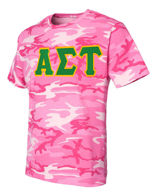 Alpha Sigma Tau DISCOUNT-Alpha Sigma Tau Lettered Camouflage T-Shirt