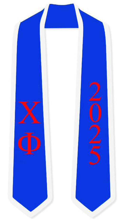 Chi Phi DISCOUNT-Chi Phi Greek 2 Tone Lettered Graduation Sash Stole w/ Year