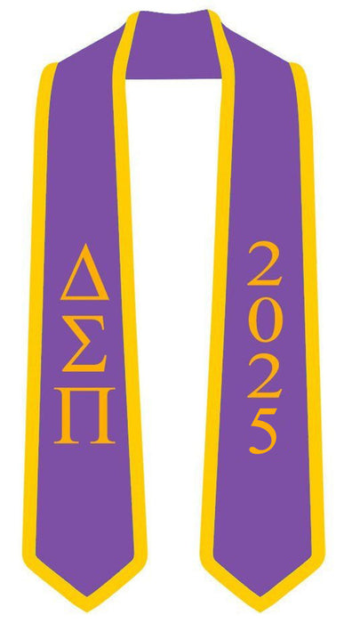 Discount Delta Sigma Pi Greek 2 Tone Lettered Graduation Sash Stole W/ Year DISCOUNT-Delta Sigma Pi Greek 2 Tone Lettered Graduation Sash Stole w/ Year
