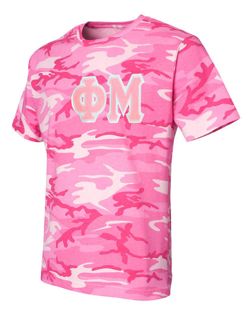 Phi Mu DISCOUNT-Phi Mu Lettered Camouflage T-Shirt
