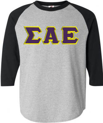 Sigma Alpha Epsilon DISCOUNT- Sigma Alpha Epsilon Lettered Raglan T-Shirt