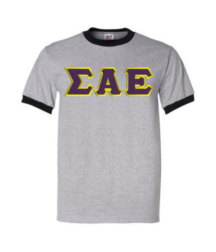 Sigma Alpha Epsilon DISCOUNT- Sigma Alpha Epsilon Lettered Ringer Shirt