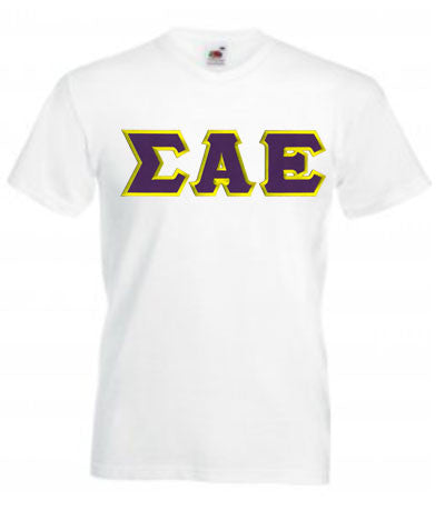 Sigma Alpha Epsilon DISCOUNT- Sigma Alpha Epsilon Lettered V-Neck T-Shirt