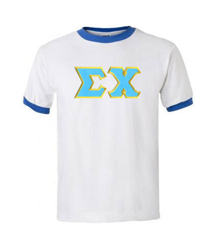 Discount Sigma Chi Lettered Ringer Shirts DISCOUNT- Sigma Chi Lettered Ringer Shirts