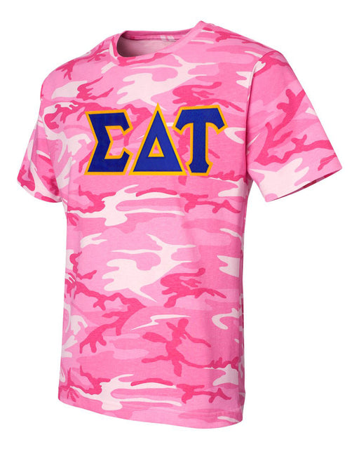 Sigma Delta Tau DISCOUNT-Sigma Delta Tau Lettered Camouflage T-Shirt
