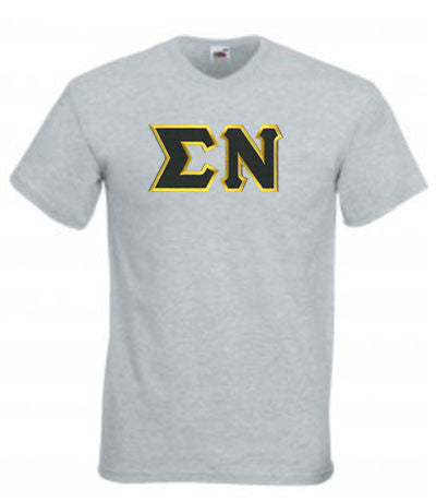 Discount Sigma Nu Lettered V Neck T Shirt DISCOUNT- Sigma Nu Lettered V-Neck T-Shirt