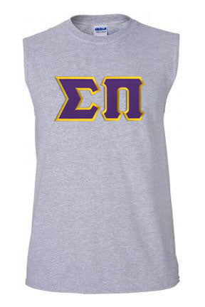 Discount Sigma Pi Lettered Sleeveless Tee DISCOUNT- Sigma Pi Lettered Sleeveless Tee