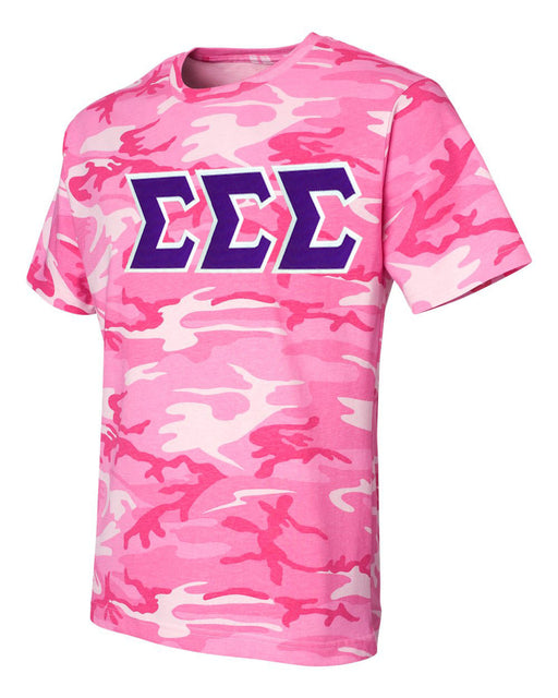 Clothing DISCOUNT-Sigma Sigma Sigma Lettered Camouflage T-Shirt