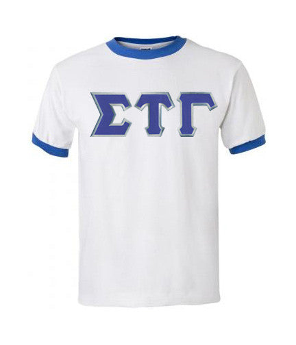 Discount Sigma Tau Gamma Lettered Ringer Shirt DISCOUNT- Sigma Tau Gamma Lettered Ringer Shirt