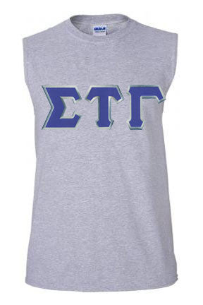 Discount Sigma Tau Gamma Lettered Sleeveless Tee DISCOUNT- Sigma Tau Gamma Lettered Sleeveless Tee
