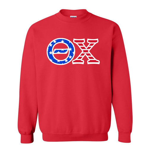 Theta Chi DISCOUNT-Theta Chi Greek Letter American Flag Crewneck