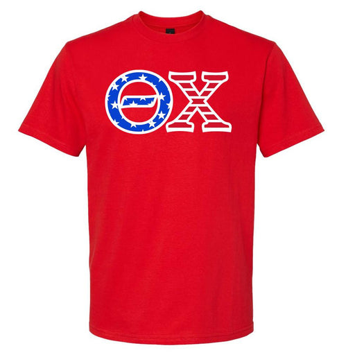 Theta Chi DISCOUNT-Theta Chi Greek Letter American Flag T-shirts