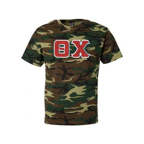 Discount Theta Chi Lettered Camouflage T Shirt DISCOUNT- Theta Chi Lettered Camouflage T-Shirt