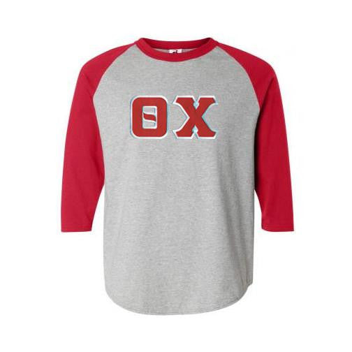 Discount Theta Chi Lettered Raglan T Shirt DISCOUNT- Theta Chi Lettered Raglan T-Shirt