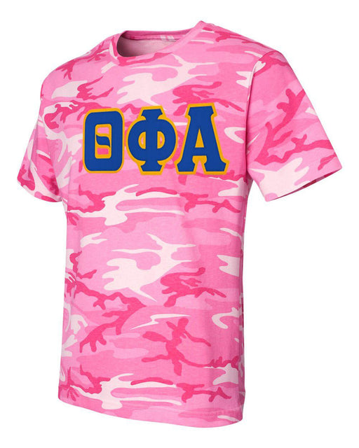 Theta Phi Alpha DISCOUNT-Theta Phi Alpha Lettered Camouflage T-Shirt