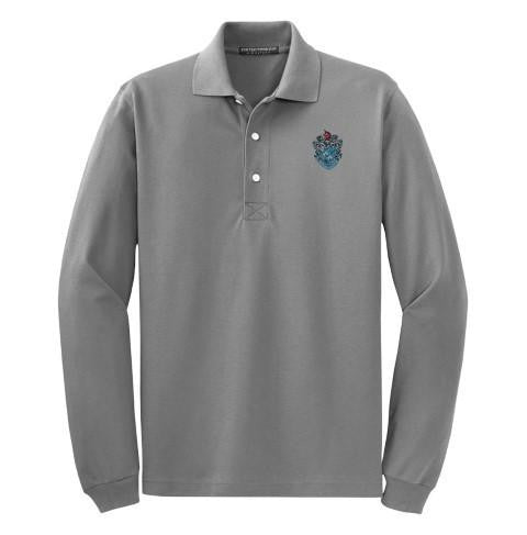 Discount Theta Xi Crest Shield Emblem Long Sleeve Polo DISCOUNT-Theta Xi Crest - Shield Emblem Long Sleeve Polo
