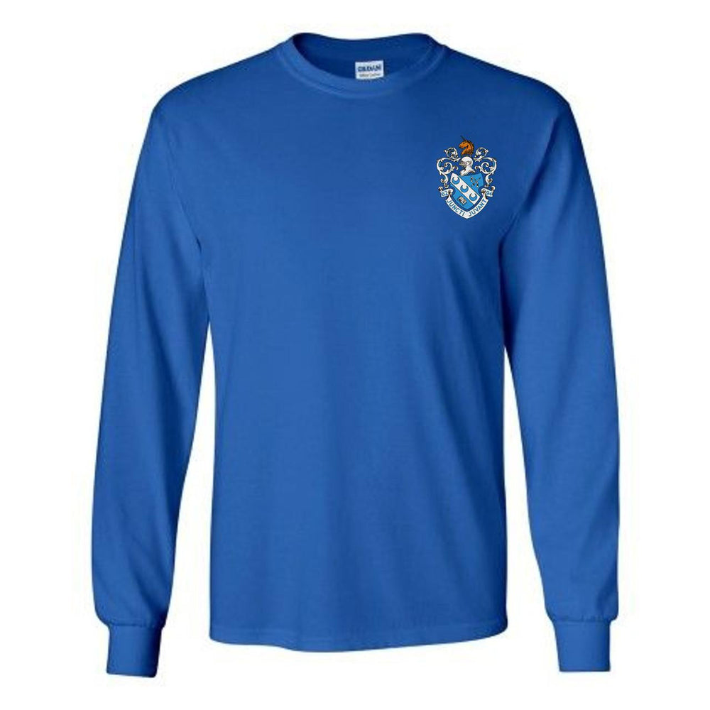 Discount Theta Xi Fraternity Crest Shield Longsleeve Tee DISCOUNT-Theta Xi Fraternity Crest - Shield Longsleeve Tee