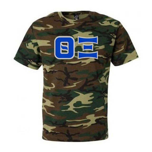 Discount Theta Xi Lettered Camouflage T Shirt DISCOUNT- Theta Xi Lettered Camouflage T-Shirt